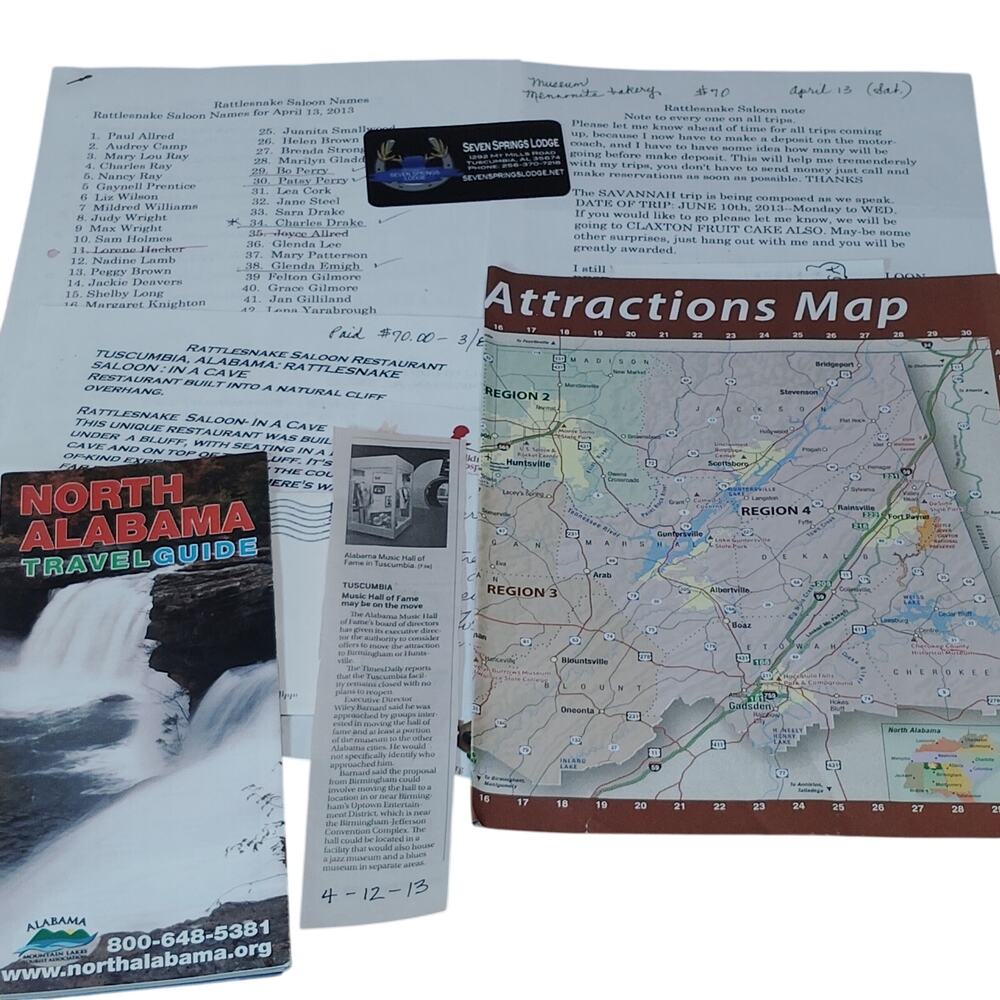 Rattlesnake Saloon Tuscumbia AL 2013 Travel Ephemera North Alabama Guide Map